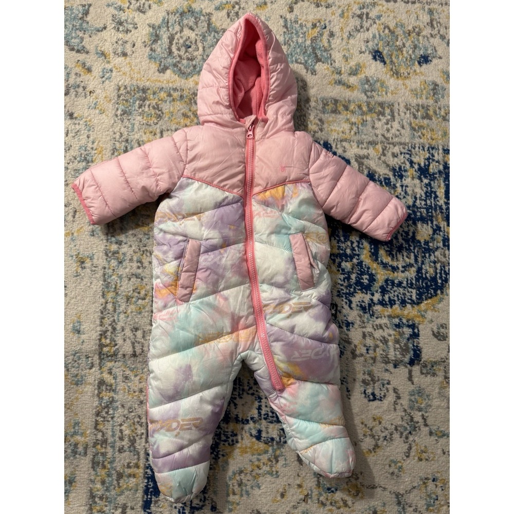 Spyder Baby Bunting Sz 3-6 Mos Snowsuit Pink Tie Dye Warm Water Resistant Skiing